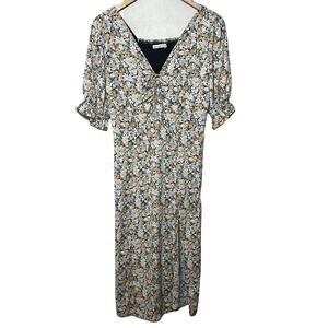 Abercrombie & Fitch Dress Midi Y2K Cottagecore Multi Floral Prairie Ruched S